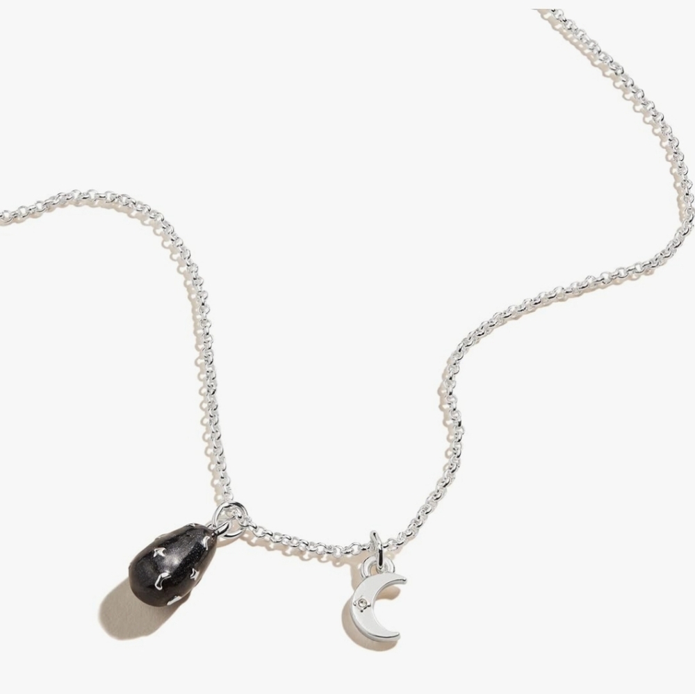Alex and Ani Celestial Moon and Starburst Duo Charm Adjustable Necklace| SS |NEW